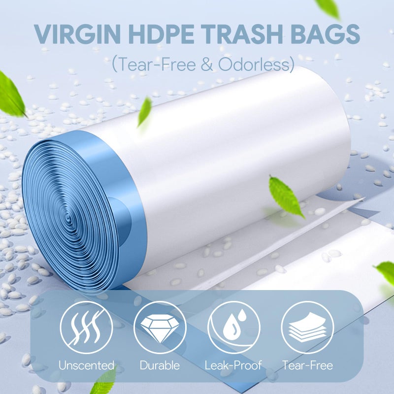 CCGeass 4 Gallon Small Trash Bags, Drawstring 4 Gallon Garbage Bags, Tear-Free Separated Unscented White Small Trash Bags Plastic Wastebasket Liners for Bathroom Toilet Home Office and Bedroom, 160 Count - Image 2
